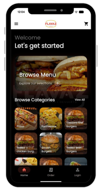 Order on our app available on iOS and Google stores